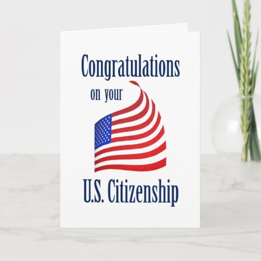 Carte Félicitations Citoyenneté US Drapeau US (Devant)