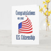 Carte Félicitations Citoyenneté US Drapeau US (Fleur jaune)
