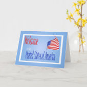 Carte Félicitations Citoyenneté US Drapeau US (Fleur jaune)