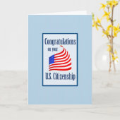 Carte Félicitations Citoyenneté US Drapeau US (Fleur jaune)