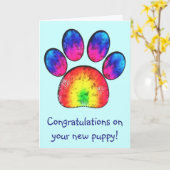 Carte Félicitations colorées pour votre nouveau chiot (Fleur jaune)