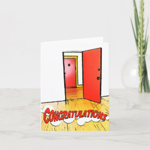 Carte félicitations comic door