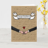 Carte Félicitations - Couple de mariés gays (Fleur jaune)