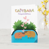 Carte Félicitations Couple nouvellement marié Capybara n (Fleur jaune)