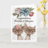 Carte Félicitations Cute Deer Couple (Fleur jaune)