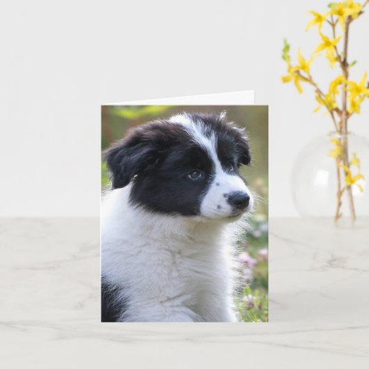 Carte Félicitations Cute Puppy (Fleur jaune)
