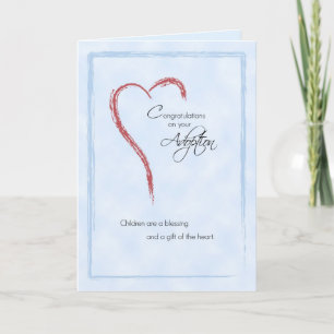 Carte Félicitations d'adoption de garçon, bleu,