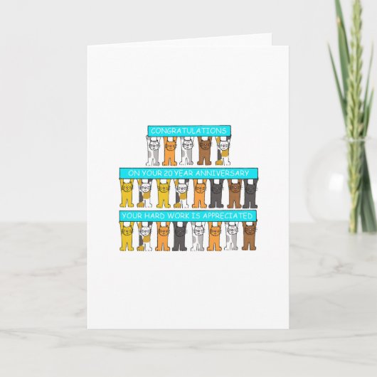 Carte Félicitations d'anniversaire de travail de 20 ans (Devant)