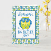 Carte Félicitations de frère, hiboux mignons (Fleur jaune)