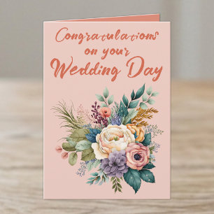 Carte Félicitations de mariage Bouquet de fleurs orange