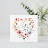 Carte Félicitations de mariage de printemps au cœur flor (Debout devant)