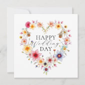 Carte Félicitations de mariage de printemps au cœur flor (Devant)