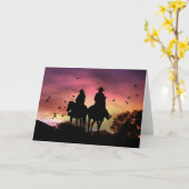 Carte Félicitations de mariage d'équitation de cowboy et (Fleur jaune)