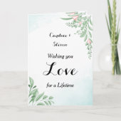 Carte Félicitations de mariage Eucalyptus Bleu Poussiére (Devant)