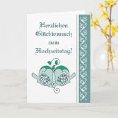 Carte Félicitations de mariage Fleur de cœur oiseau alle (Fleur jaune)