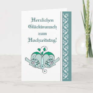 Carte Félicitations de mariage Fleur Heart Bird Allemand