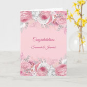 Carte Félicitations de mariage florales rose chic argent (Fleur jaune)