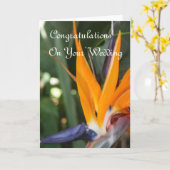 Carte Félicitations de mariage oiseau de paradis (Fleur jaune)