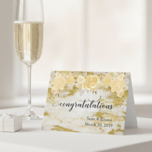 Carte Félicitations de mariage personnalisées Fleurs dor