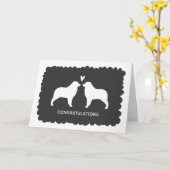 Carte Félicitations de mariage pour Bergers Australiens (Fleur jaune)