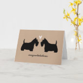 Carte Félicitations de mariage pour Scottish Terriers (Fleur jaune)