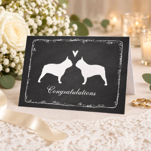 Carte Félicitations de mariage silhouettes de Bouledogue