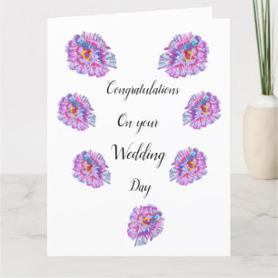 Carte Félicitations de mariage. Voiture Fleur d'Hibiscus