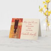 Carte Félicitations de RCIA, catholique, bougie rouge (Fleur jaune)