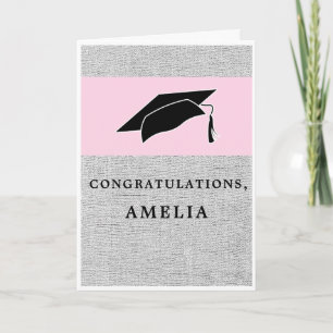 Carte Félicitations de remise de diplôme Rose Gris Rusti