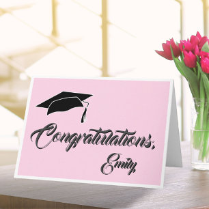 Carte Félicitations de remise de diplômes Rose Moderne