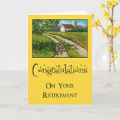 Carte Félicitations de retraite : Route de campagne, (Fleur jaune)