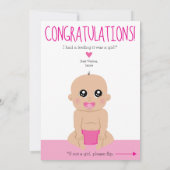 Carte Félicitations de Révélation Sexe 2-Côtés Fun (Dos)