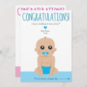 Carte Félicitations de Révélation Sexe 2-Côtés Fun (Devant / Derrière)