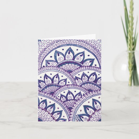 Carte Félicitations Denim Blues Damask Mandala indien (Devant)