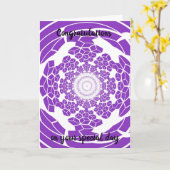 Carte Félicitations Design Moderne Violet (Fleur jaune)