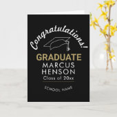 Carte Félicitations diplômé Casquette de remise des dipl (Fleur jaune)