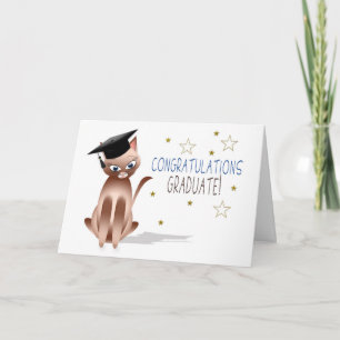 Carte FÉLICITATIONS - DIPLÔMÉ - Chat Kitty - CASQUETTE/É