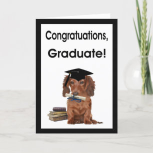 Carte Félicitations Diplômé - Dachshund en Casquette