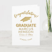 Carte Félicitations diplômé d'or Cap de graduation (Devant)