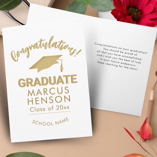 Carte Félicitations diplômé d'or Cap de graduation