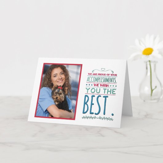 Carte Félicitations Diplômé en Photo de classe supérieur (Petite plante)