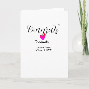 Carte Félicitations diplômé nom promotion 20XX année cœu