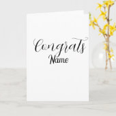 Carte Félicitations diplômé nom simple minimal année pro (Fleur jaune)