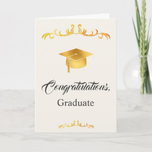 Carte Félicitations diplômé promotion élégante en or