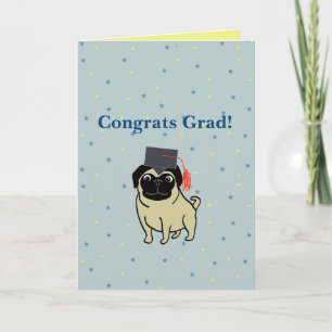 Carte Félicitations diplômé Pug