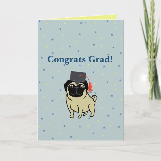 Carte Félicitations diplômé Pug (Devant)