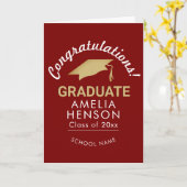 Carte Félicitations diplômé rouge Cap de remise des dipl (Fleur jaune)