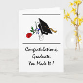 Carte félicitations diplômé scroll et rose (Fleur jaune)