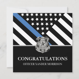 Carte Félicitations Drapeau Ligne Bleue Remise de Diplôm