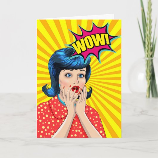 Carte Félicitations drôle avec Pop Art Wow Woman (Devant)